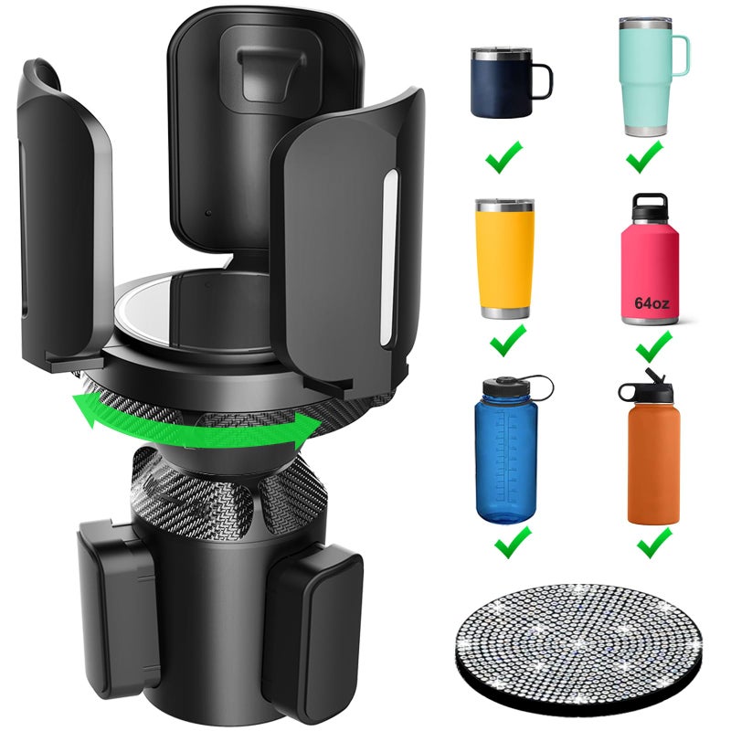 DEGUM Upgraded 64oz Large Cup Holder Expander with Coaster for Car  Expandable Cup Holder Adapter with Adjustable Base  Universal Compatible with Yeti  Hydro Flasks  Owala  Other Big Bottles Mugs Drinks - Image 1
